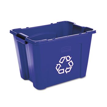 Rubbermaid(R) Computer Paper Collection "We Recycle" Container, 12 1/2 Gallons, 13 1/2-Inch H by 20-Inch W by 15-Inch D, Blue
