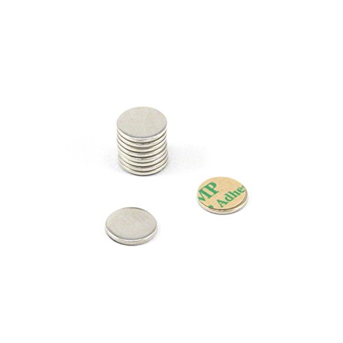 Nickel Plated Mild Steel Disc with 3M Self Adhesive for Arts, Crafts, Model Making, DIY and Hobbies - 10mm dia x 1mm thick - Pack of 10