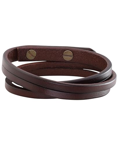HAQUIL Artisanal Multi-Wrap Brown Leather Bracelet with Vintage Metal Accents for Men at Amazon