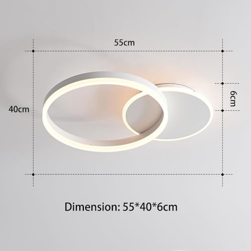 Moonm LED Ceiling Light 36 W, Dimmable LED Ceiling Light 3000 K-6000 K | bedroom chandelier with remote control, modern ceiling chandelier, aluminium, living room with two circles, ceiling lights