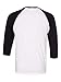 Bella Canvas 3/4-Sleeve Baseball Tee White/Black