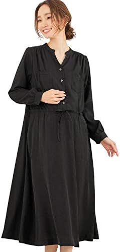 Angeliebe エンジェリーベ マタニティ 授乳しやすい ギャザー シャツ ワンピース 産前産後 S M ブラック 長袖 18 Off 妊婦服