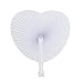 Cusfull 48 Pack White Folding Paper Fans Handheld Paper Fans for Wedding/Party/Party Favours (Heart Shape)