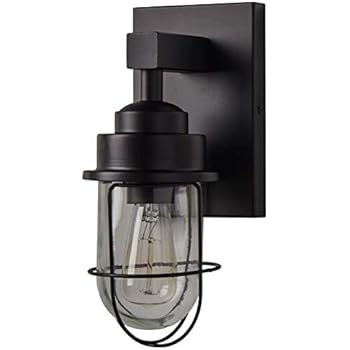 Stone & Beam Jordan Industrial Farmhouse Indoor Wall Mount Cage Sconce Fixture With Light Bulb - 5.5 x 74.75 x 11 Inches, Black