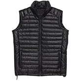 JACKETREE Men's Distressed Leather Puffer Waistcoat - Brown Padded Lambskin Vest