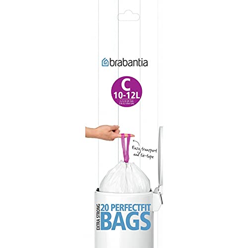BRABANTIA Müllbeutel Weiß 100 x TYPE C LINER Beutel Tüten 10L - 12L 10 - 12 LITRE