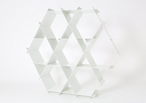 Floating hexagon shelves, wall shelves, white standing shelf or wall shelf, Metal Ruche shelving unit Size L - Thumbnail 2