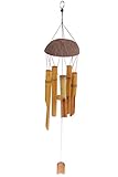 Bamboo Stalk Wind Chime - Light Brown Melodic Chime for Garden, Patio, Home - 28 Inches