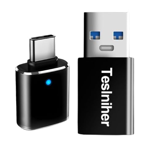 Teslniher USB to USB C Adapters, USB C Male to USB Female 3.0 2 Packs Compatible with Smartphone Notebook Tablet