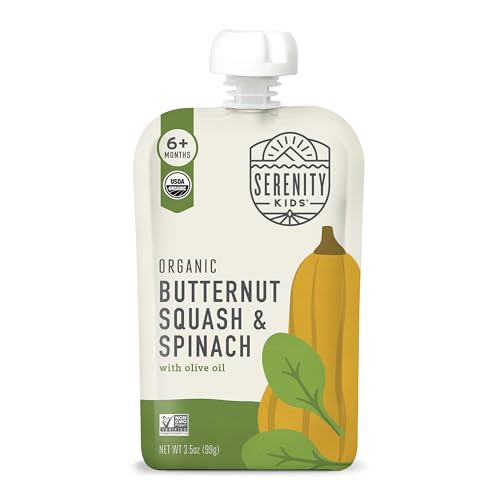 Serenity Kids 6+ Months USDA Organic Butternut Squash & Spinach Baby Food Pouch…