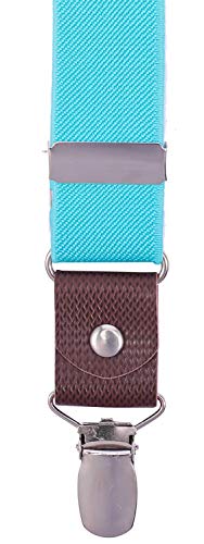 ORSKY Males' Bow Tie and Suspenders Set Adjustable Elastic 47" Teal