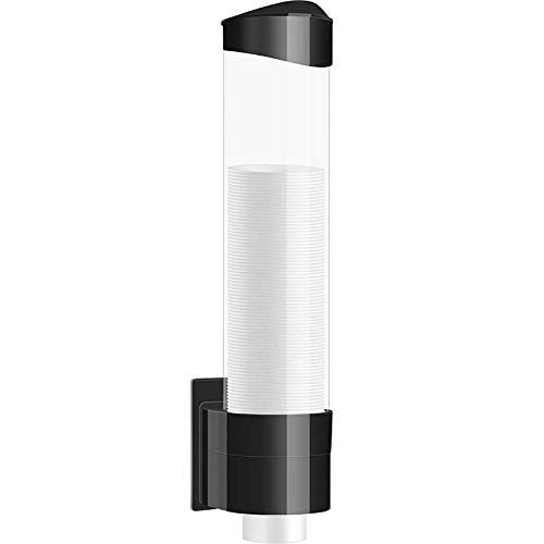 Samhe Cup Dispenser Water Dispenser Cup Holder Pull Type Paper Automatic Remover 7oz - 12oz Cone or Flat Bottom Cups for Home Office Hospital (Black, Large)
