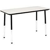 AmazonBasics 24' x 48' Rectangular School Activity Table, Ball Glide Legs, Adjustable Height 19-30 inch (Grey/Black)