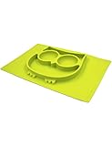 Silicone Feeding Mat for Kids, Switol One Piece Non Slip Placemat and Bowl Fit most Highchair Trays ( Yellow Green )
