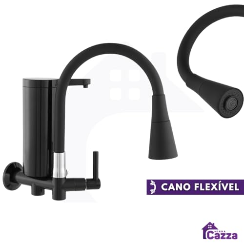 Torneira Gourmet Com Filtro Slim para Cozinha Preta de PAREDE Mesa