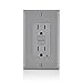 Leviton GFCI Outlet, 15 Amp, Self Test, Tamper-Resistant with LED Indicator Light, Protection from Electric Shock and Electrocution, GFTR1-GY, Gray