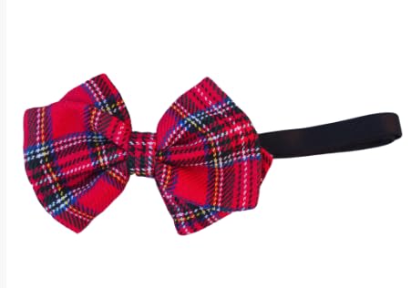 MeiMei Christmas Bow Tie – Handmade Red Tartan Bowtie for Men, Boys & Pets, Adjustable Neckwear Burns Night Highland Party Accessories, 1 Piece (Red Tartan, Bow tie)