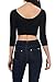 Auliné Collection Womens Trendy Solid Color Basic Scooped Neck and Back Crop Top 3/4 Sleeve Black Large