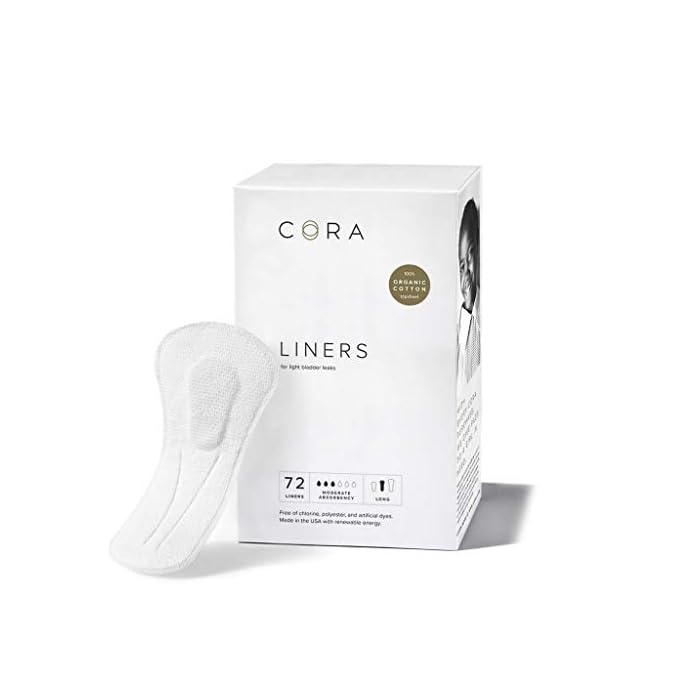 Cora Ultra Thin Organic Bladder Liners | Moderate Absorbency Incontinence & Postpartum Pads for Women | Long Length…