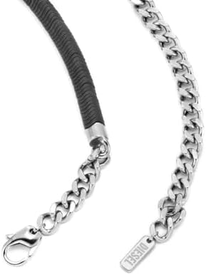 Colar de corrente em aço inoxidável bicolor masculino com fecho de lagosta, prata pastel