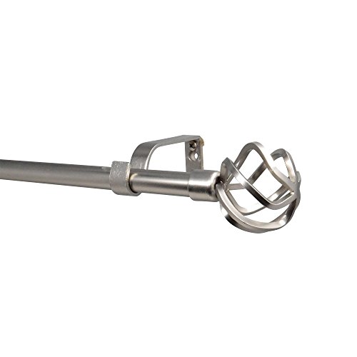 GB HOME COLLECTION Empyrean Grace Curtain Rod, 48-84 in, Satin Nickel, Metal Single Rod Window Treatment Rod Drapery Rod