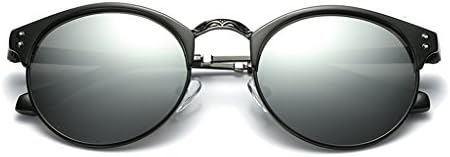 LUOMON Clubmaster Sunglasses for Men Women with 52mm Round Lens Polarized Fashion Glasses LM036