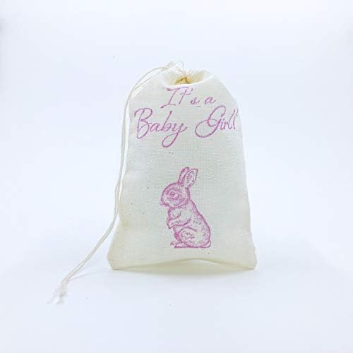 Bunny Favor Bag Its a Girl Baby Shower Muslin Bag Candy Gift Bag Goodie Bag Rustic Country Farm Animal Party Favor Cloth Bag Thank You