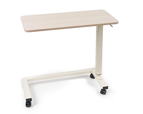 Medical Adjustable Overbed Table with Wheels - 50 Lb. Weight Capacity for Hospital and Home Use (Oak)