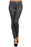 Fashion Mic Womens Pull On Cotton Blend Color Jeggings with Orange Stitching (ML, grey)