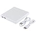 DLPIN External CD Drive, Protable External CD-RW Drive DVD-R Combo Burner Writer Player for Laptop Notebook PC Desktop Computer- White