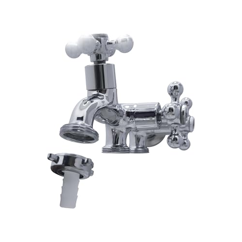 Torneira Tanque Máquina De Lavar 3 Saídas Cromada Metal Parede Com Bico Área Externa Lavanderia Luxo