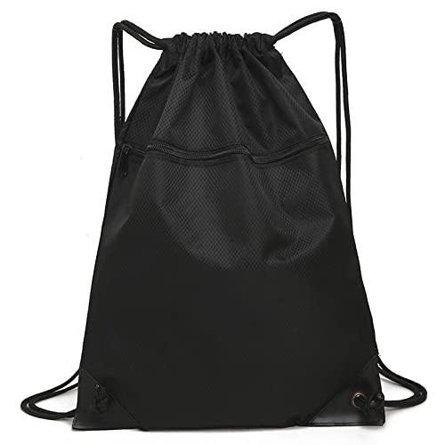 DDSHUN Drawstring Gym Bag, Waterproof Swim bags, Large Capacity Sports Backpack String Swim Drawstring PE Bags with Outside Zipper for Women Men, Travel Beach School Bag with Waterproof