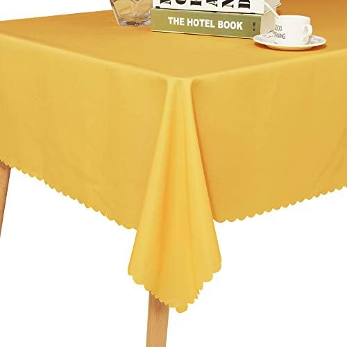 Fassbel 100% Polyester Fabric Waterproof Dinning Room Tablecloth for Dining Table Camping Hunting Backyard Party (60 x 102, Yellow)