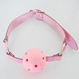 New Breathable Ball Gag with Leather Collar Bondage Kit Pink