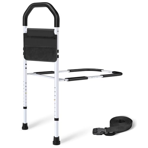 MNIENT Bed Rails for Elderly Adults Safety - ASTM Approved Bed Side Rail for Seniors with Support Leg,Two-side Storage Bag, Non-Slip Bed Assist Cane Guard,Adjustable Bedrails for King,Queen,Full,Twins