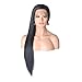 RONGDUOYI Lanting Hair Heat Resistant Fiber Hair Synthetic Wig Mermaid Black Color Silk Straight Synthetic Lace Front Wigs for Women Girls(22inch lace front wig)