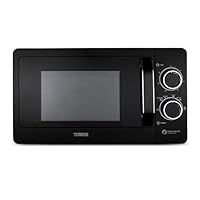 Tower T24042BLK Manual Microwave with Sleek Mirror Door, 800W, 20L, Black & Chrome