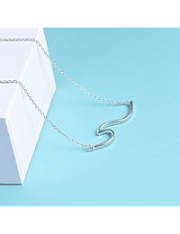 YFN - Collar de plata de ley 925 con diseño de ondas oceánicas, joyería oceánica, collar de playa para mujeres y niñas