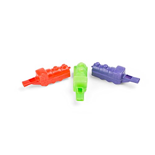 Neliblu Bulk Toys 24 Pack Plastic Train Whistles, Birthday Party Favors