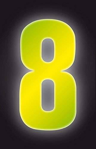 Self Adhesive Wheelie Bin Numbers 17cm - 8 - High Visibility Yellow