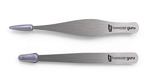 Tweezers Set - TweezerGuru Stainless Steel Slant Tip and Pointed Eyebrow Tweezer Set - Flawless Precision for Facial Hair, Ingrown Hair, Eyebrows, Splint, Blackhead and Tick Remover (Silver) - Thumbnail 4