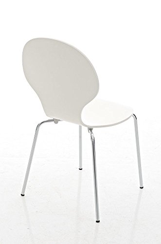 CLP-Set-4-Sedie-Impilabili-Diego-in-Legno-Robusto-Sedia-Attesa-Telaio-in-Metallo-Sedia-Ergonomica-Facile-da-Pulire-Sedia-Conferenza-Design-Classico-per-Riunioni-o-Sale-Bianco
