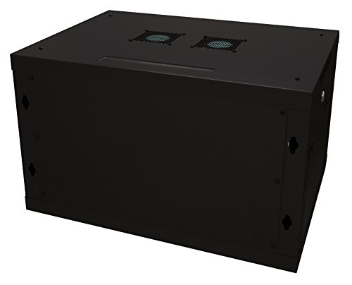 Server Rack Cabinet - 6U 19" - Tupavco TP1516 - Floor/Wall Mount Network IT Computer Electronics Media Equipment Storage Rackmount Enclosure with Glass Door and Sides Lock, Vent Fans; 17.7 inch deep