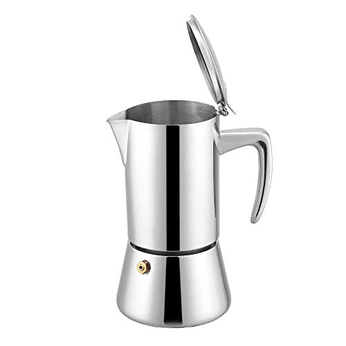 Stovetop Coffee Pot, Stainless Steel Percolator Coffee Maker Moka Pot for Gas & Electric Stovetop 200ml - Thumbnail 6