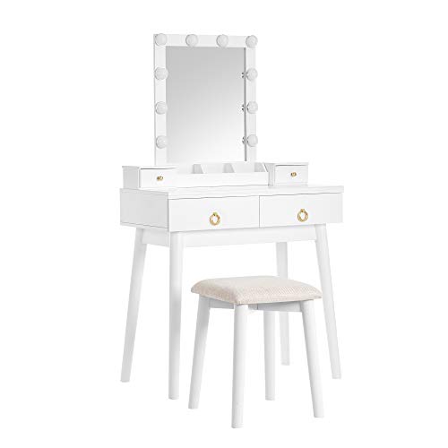 VASAGLE Makeup Vanity Set, Makeup Dressing Table Set with Mirror, 10