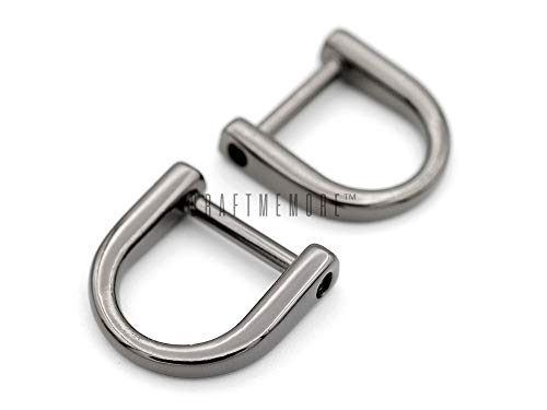 CRAFTMEmore Tiny D-Rings with SCREW Shackle Horseshoe U Shape Zip Puller Connector Purse Replacement for 3/8 Inch Strap 5 pcs (Gunmetal)