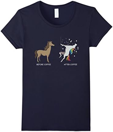 Womens Unicorn before coffee after coffee black shirt XL Navy