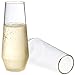 Gold Plastic Champagne Flutes Disposable 6 Pack 8 Ounce Elegant Reusable Shatterproof Unbreakable Heat Resistant Clear Plastic Toasting Glasses Cup Wedding Cocktail Outdoor Stemless Champagne Flute