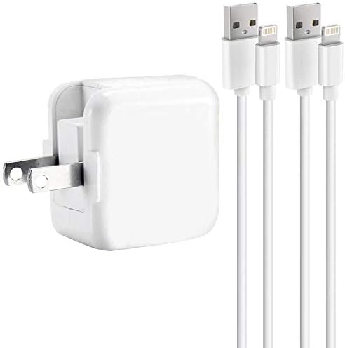 iPad Charger iPhone Charger,Panmy 2.4A 12W USB Wall Charger Foldable Portable Travel Plug and 2 Pack 8 Pin Charging Cable Compatible iPhone X/8Plus/7Plus/6sPlus/6Plus/8/7/6/6s/SE/5s/5, iPad 4/Mini/Pro