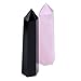 banshren Set of 2 Specimen Tumbled Polished Healing Crystal Wands 6 Faceted Reiki Chakra Meditation Therapy Stones Include about 3 Inch Rose Quartz Crystal Points & Black Obsidian